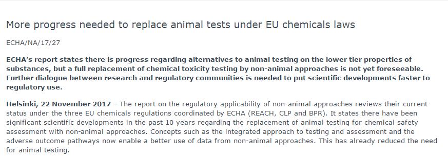 非動物,實驗,替代,替代方法,REACH,ECHA