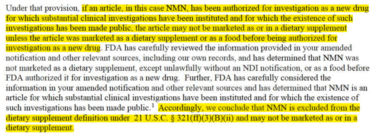 FDA,GRAS,NMN,Food,USA,Approval,Declaration,