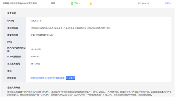 化規通,化學品,合規資訊,PFAS,全球化學品名錄
