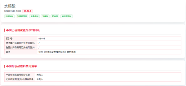 化妝品,進口化妝品備案,化妝品原料報送,化妝品新原料備案,妝合規,水楊酸