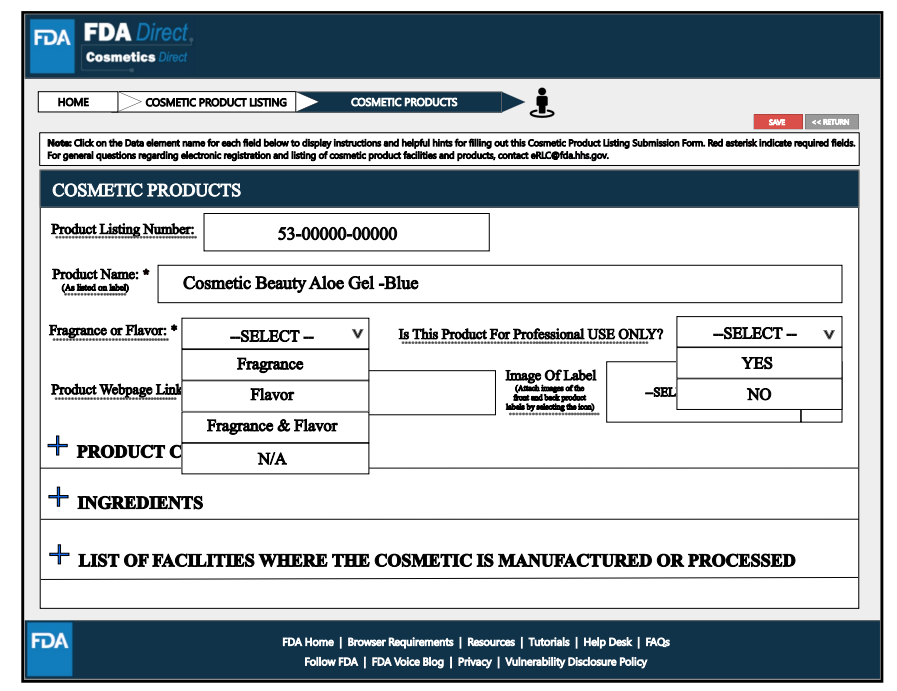 FDA,化妝品,工廠注冊,產品清單登記,意見征集