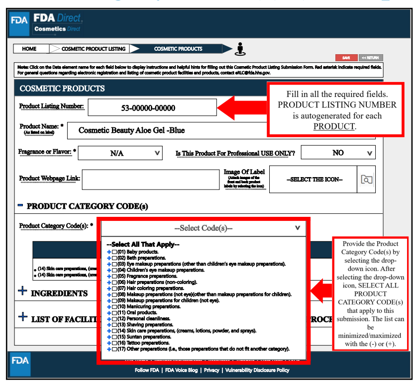 FDA,化妝品,工廠注冊,產品清單登記,意見征集