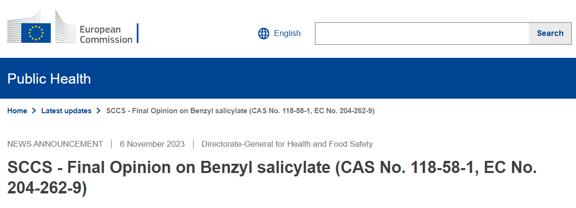 SCCS,水楊酸芐酯,CAS,化妝品,妝合規